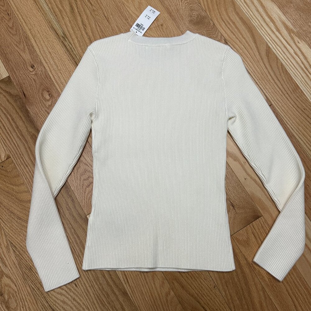 Abercrombie & Fitch Long Sleeve Ottoman Crew Top - Size Small - CREAM - Picture 6 of 6